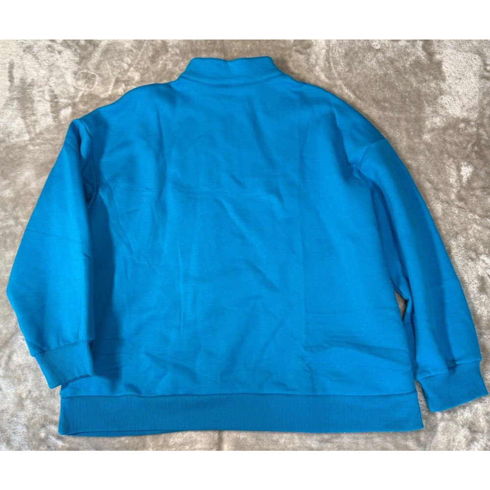 Turquoise Blue Mock Neck Oversized Sweatshirt Womens Size L Casual Athleisure - Picture 2 of 5